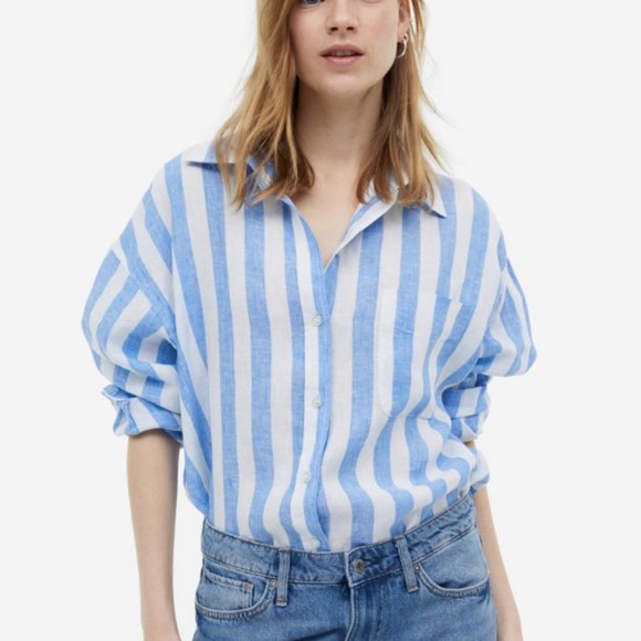 H&M Striped Linen Shirt - Picture 1 of 8